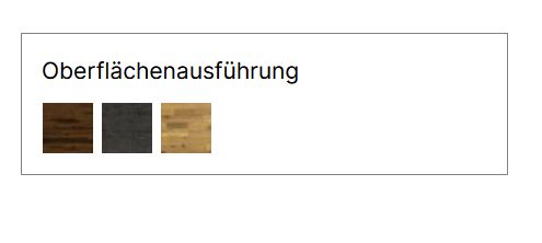 Farbmuster von verschiedenen Holzoberflächen in Tabellenform von Hasena