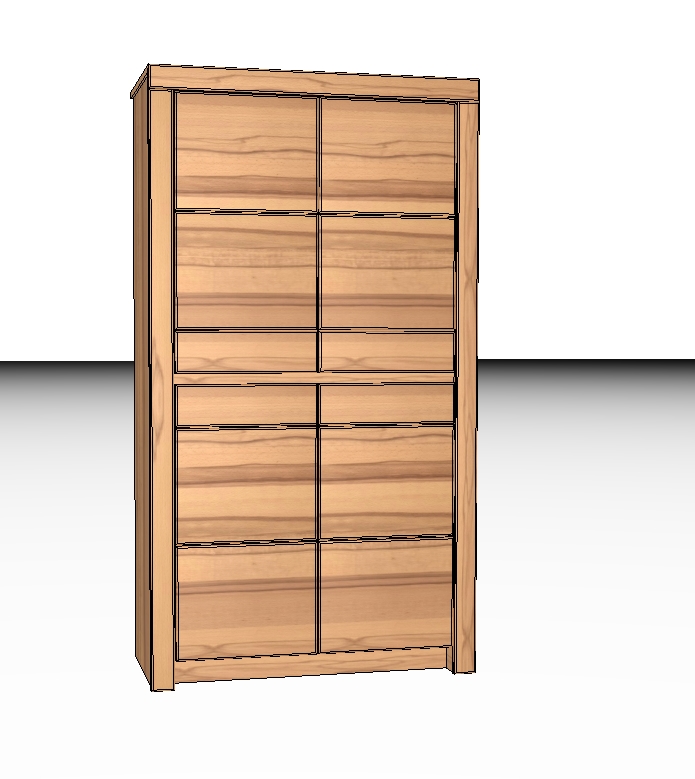 Ein moderner Holzschrank mit mehreren Fächern, ideal für das Wohnzimmer oder Büro, zur Aufbewahrung von Büchern, Dokumenten oder Dekorationsartikeln.