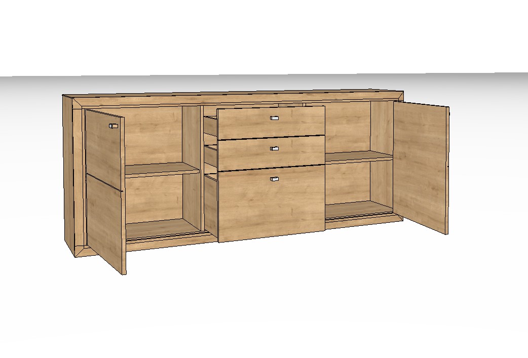 braunes Sideboard vor weißem Hintergrund