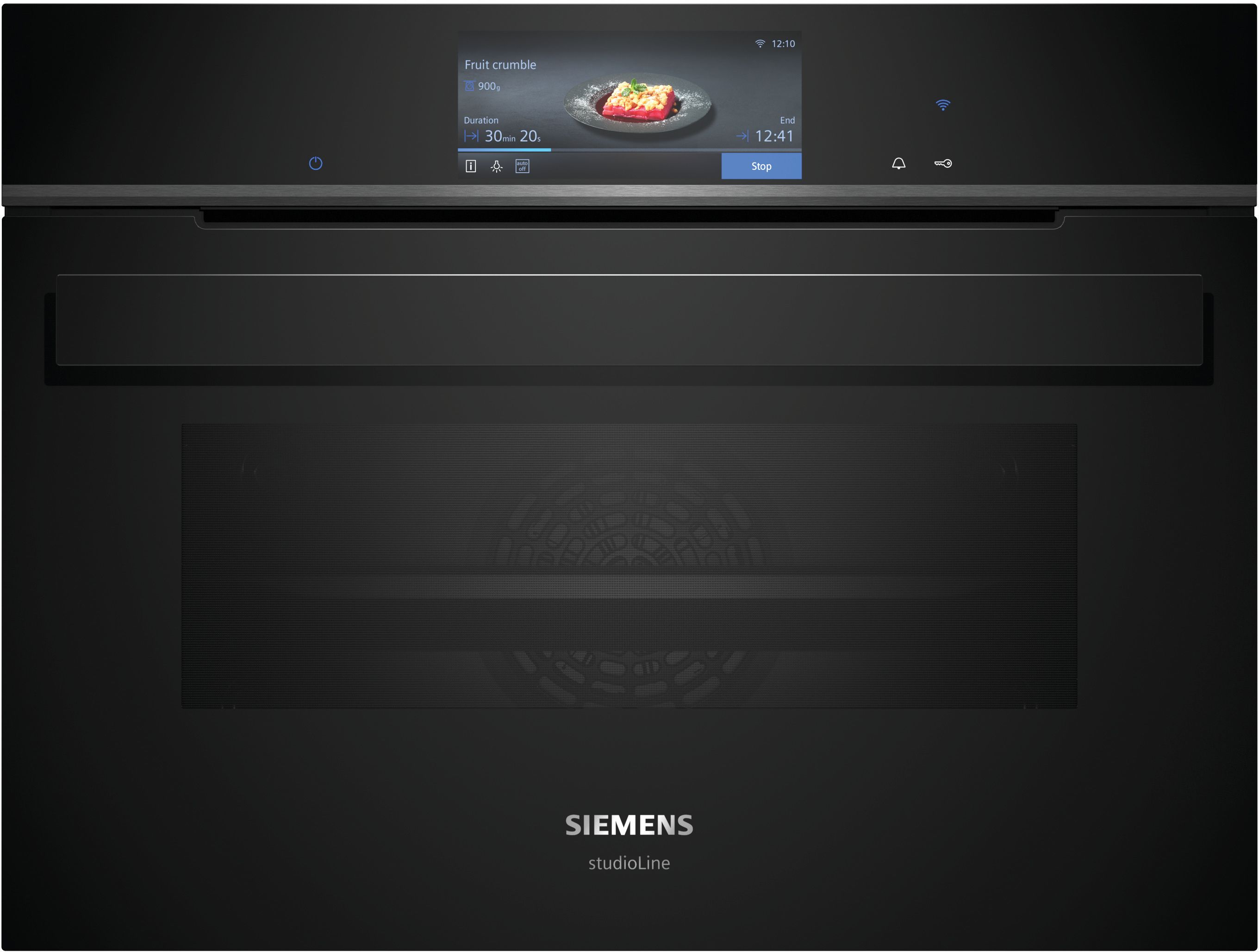 Schwarzer Siemens iQ700 Einbau-Backofen mit großem TFT-Display und modernem Design