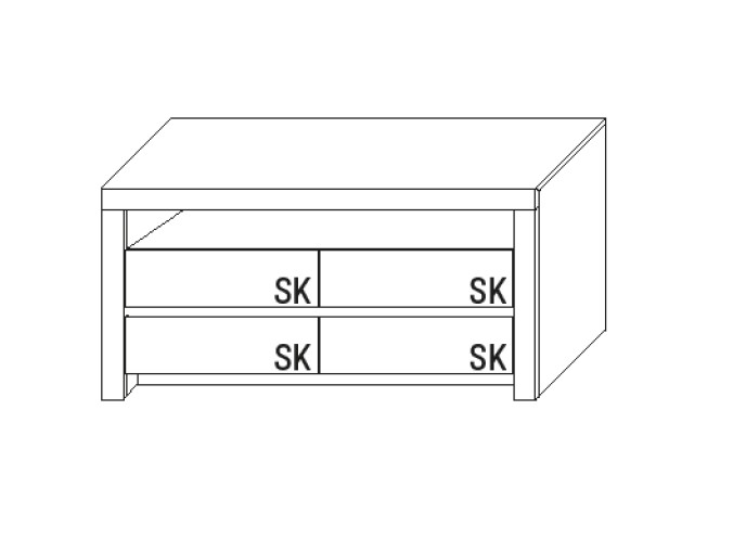 Illustration eines Lowboards vor weißem Hintergrund