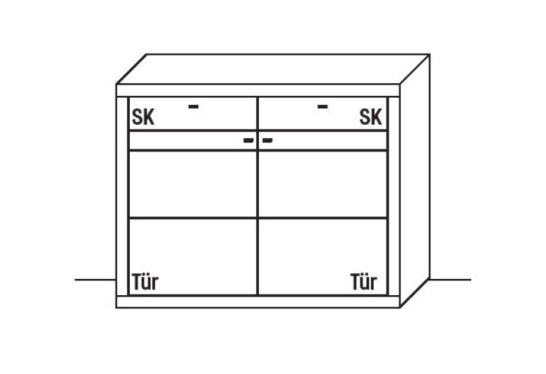 Illustration eines Highboards vor weißem Hintergrund
