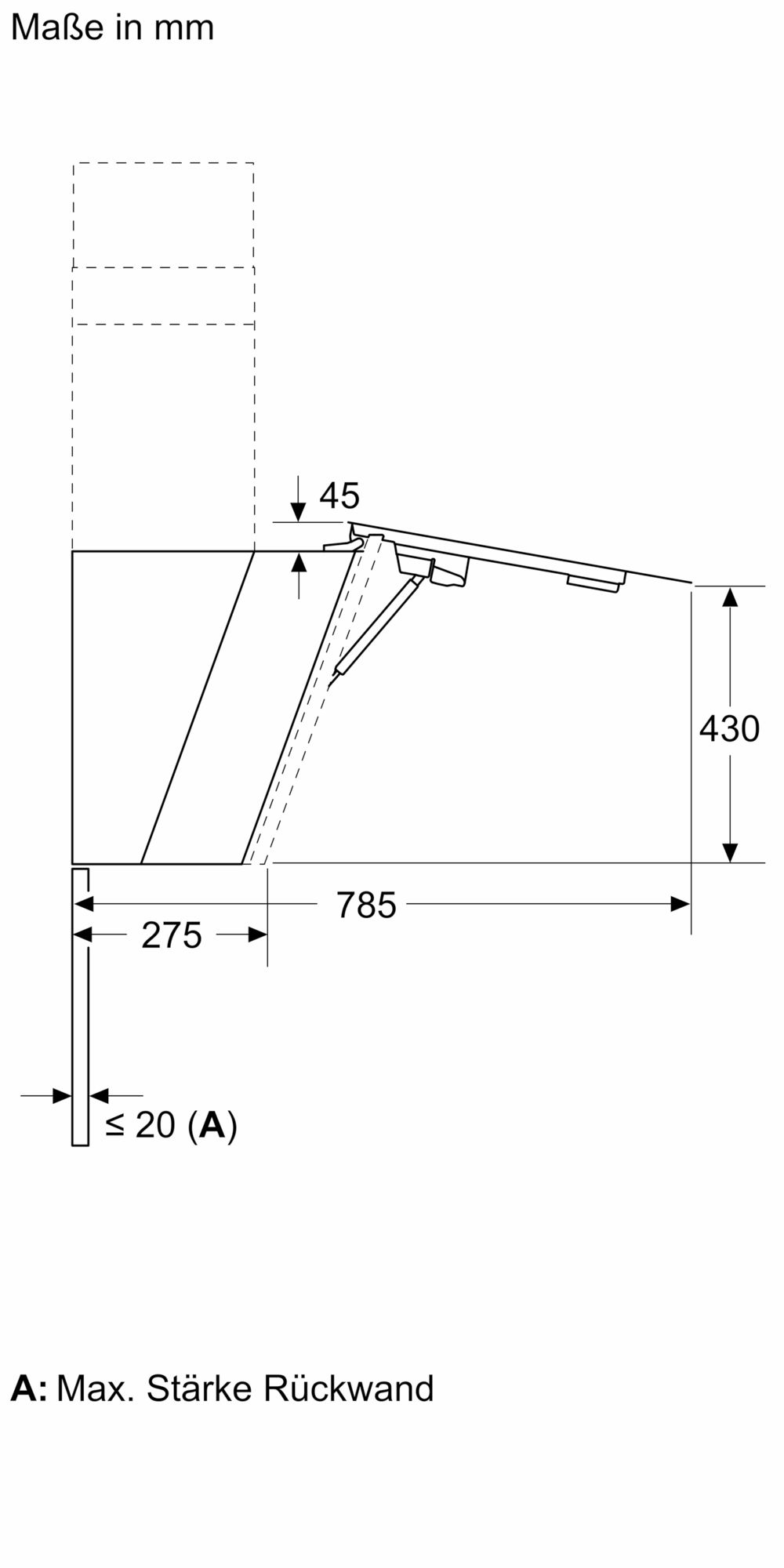Maßzeichnung der Siemens Dunstabzugshaube LC81KANB5