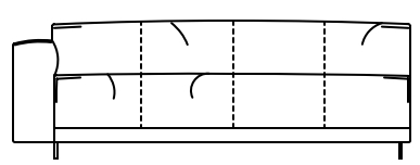 Illustration eines Sofaelements vor weißem Hintergrund freistil Rolf Benz 136
