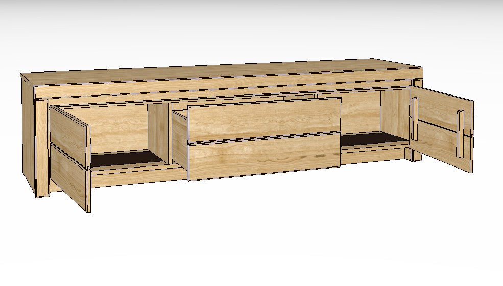 braunes Lowboard vor weißem Hintergrund