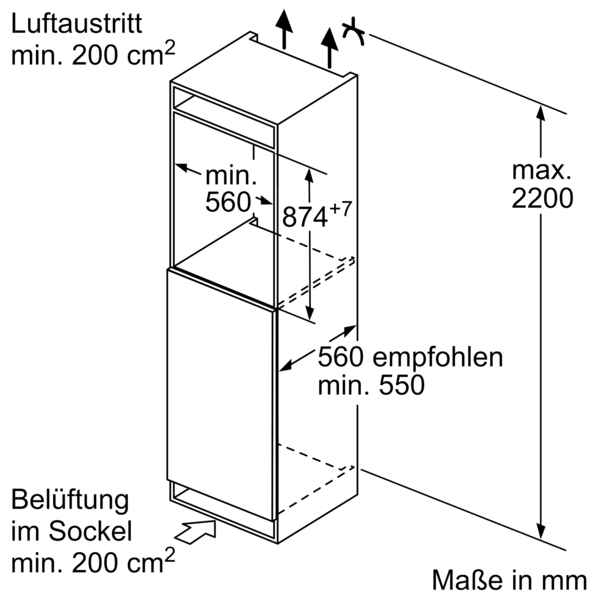 Siemens powerLine KI22L2FE1 iQ100 Einbau-Kühlschrank mit Gefrierfach 88 x 56 cm Flachscharnier