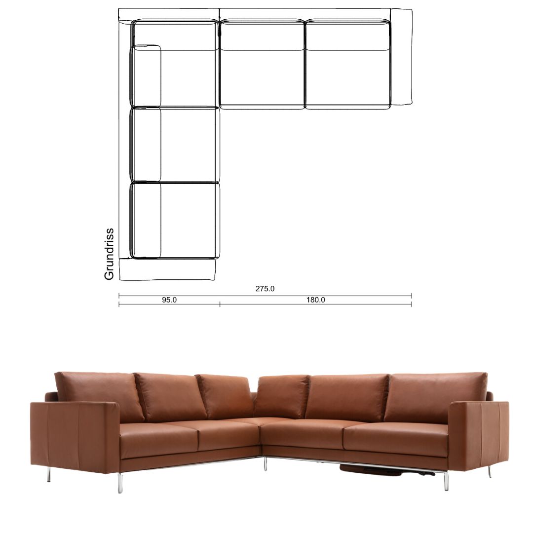 orange braunes Ledersofa mit 6 Elementen