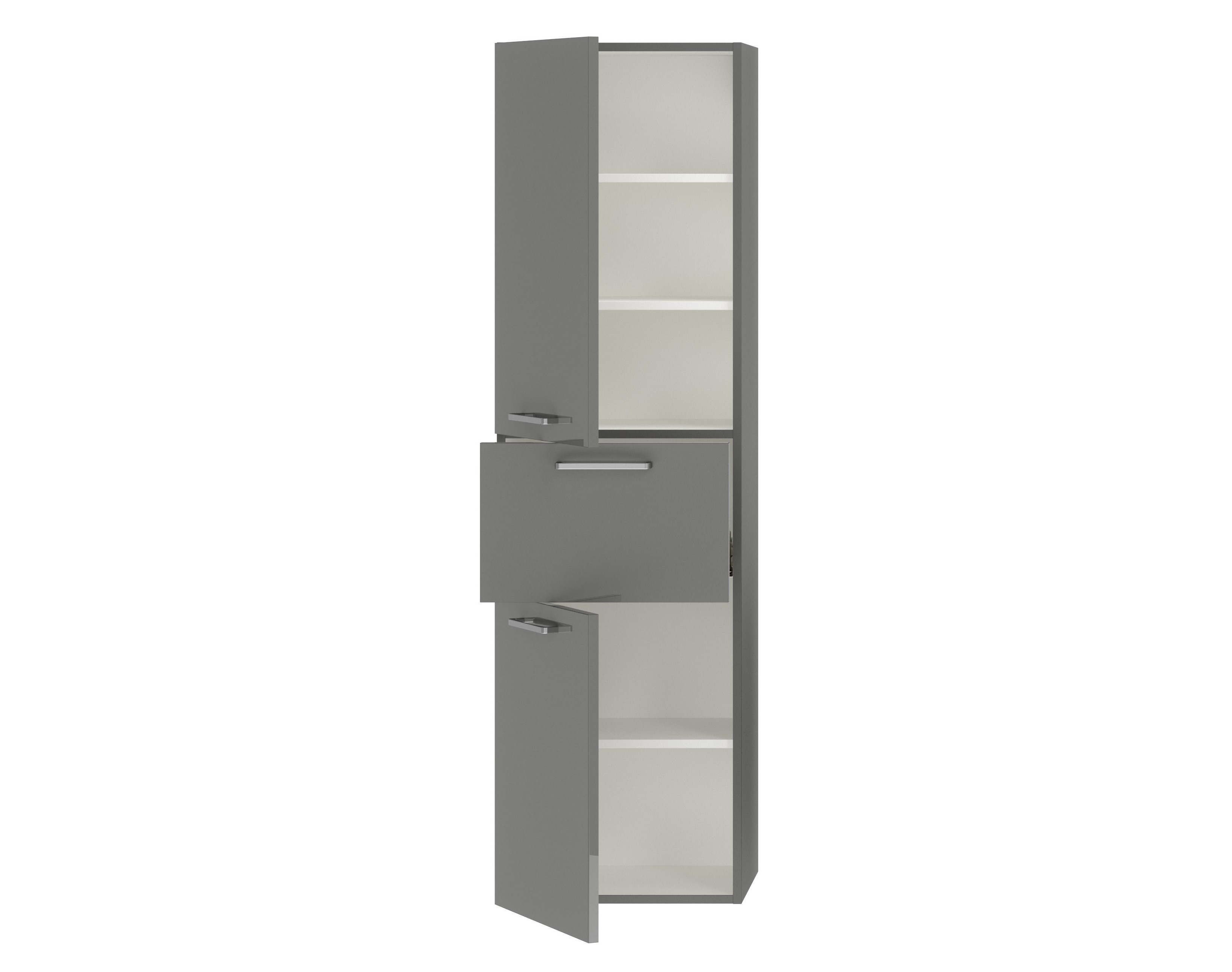 badschrank grau zwei türen eine schublade mit metallgriff nobilia