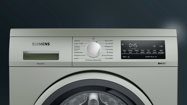 Siemens WU14UTS9  iQ500 Waschmaschine, unterbaufähig - Frontlader 9 kg 1400 U/min., Silber-inox 
