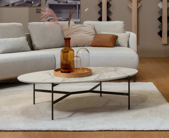 creation by Rolf Benz CR.403 -  Couchtisch, oval | 133 x 77 cm ovaler couchtisch aus keramik mit metallgestell creation by rolf benz cr 403