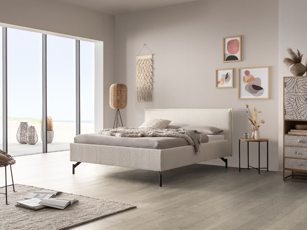 Hasena - Dream pronto Bett Marla | Polsterbett Boucle ivory | versch. Größen konfigurierbar