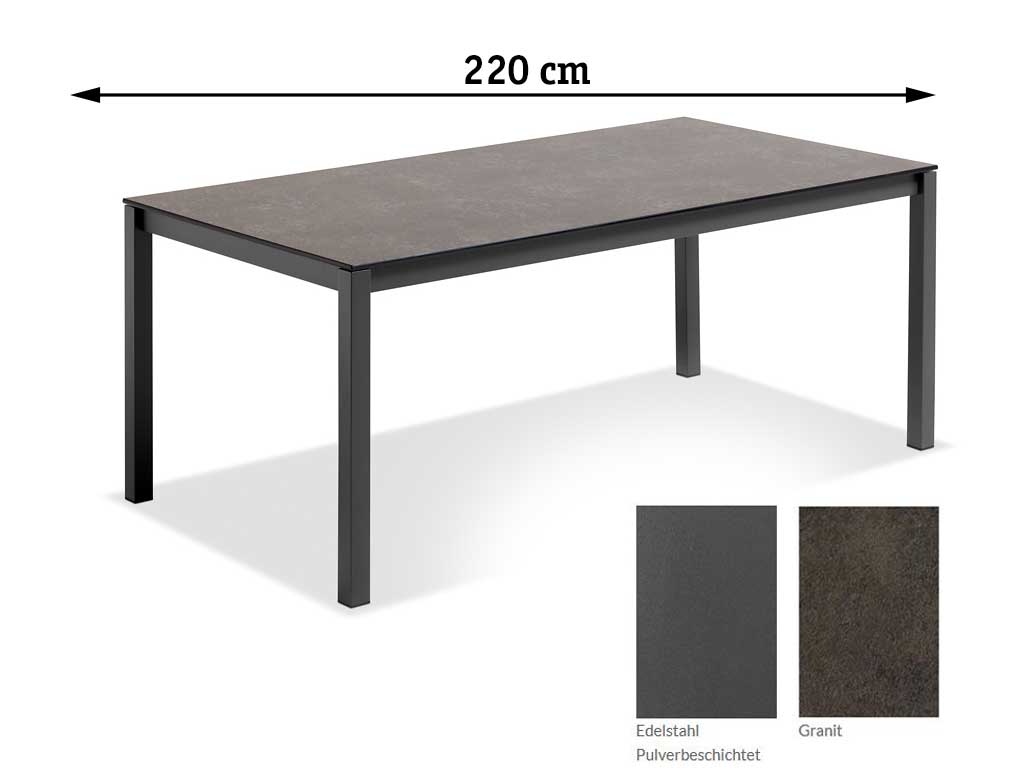 Niehoff Garden. Velina | G173 | Tisch | 220 x 95 cm | Edelstahl  anthrazit/HPL Granit