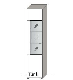Illustration einer Vitrine vor weißem Hintergrund