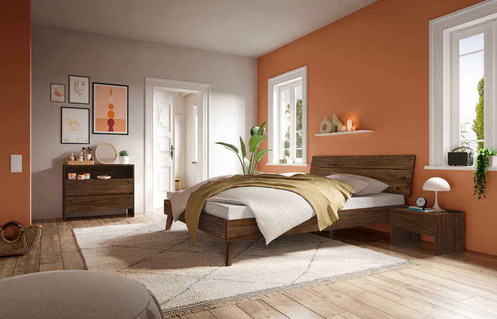 Hasena - Trento Bett Floris | Rahmen Trento 16 | Kopfteil Lino | Füße Nelo | konfigurierbar