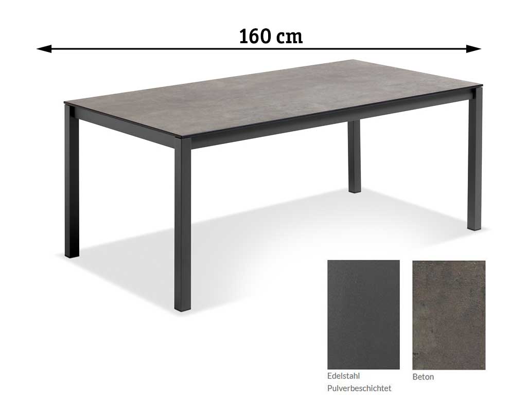 Niehoff Garden. Velina | G173 | Tisch | 160 x 95 cm | Edelstahl anthrazit/HPL Beton