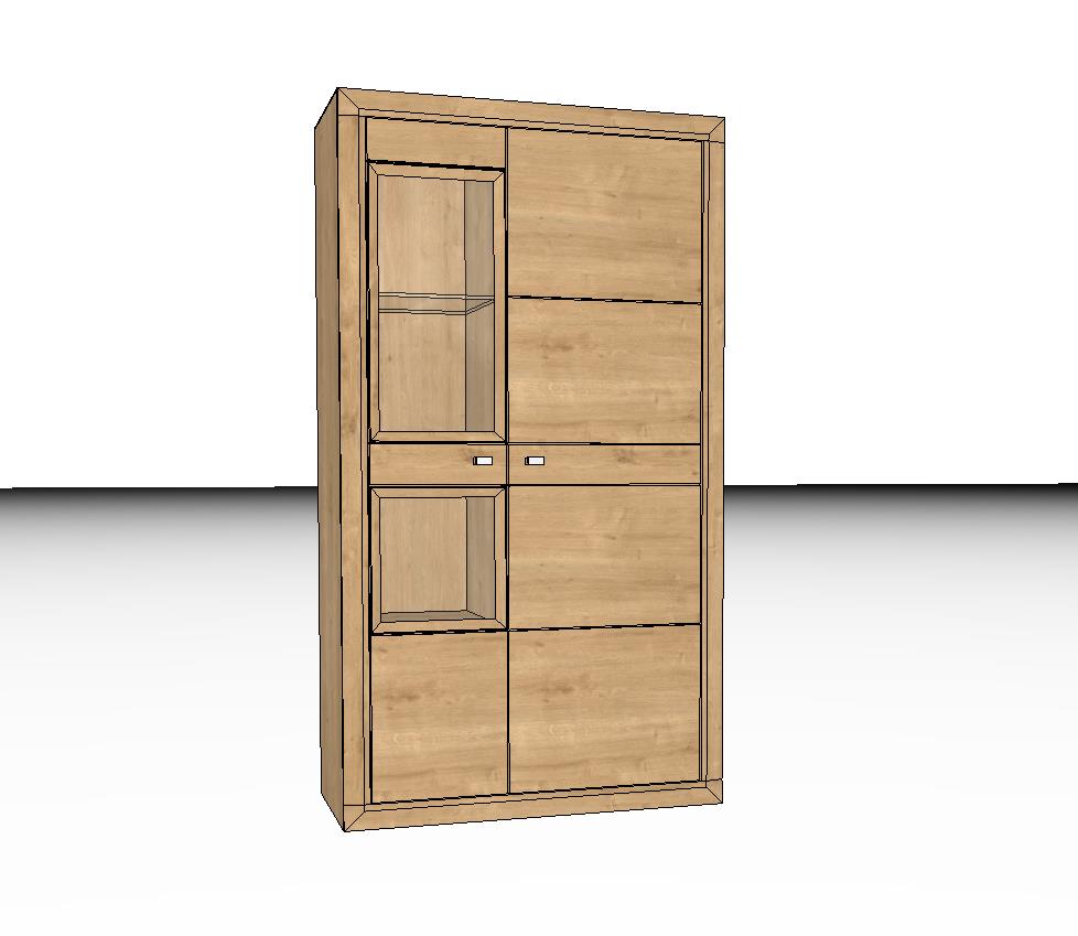 Wöstmann Aurum - Vitrinenschrank | Type 4933/4934 | Wildeiche massiv | B: 92,2 cm | konfigurierbar Ein moderner Holzschrank mit hellbrauner Oberfläche und integrierten Glaselementen. Ideal für Wohnzimmer oder Büroeinrichtungen.