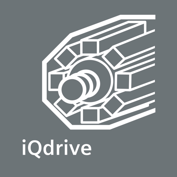 Icon mit Zahnrad oder Motor mit Aufschrift "iQdrive"