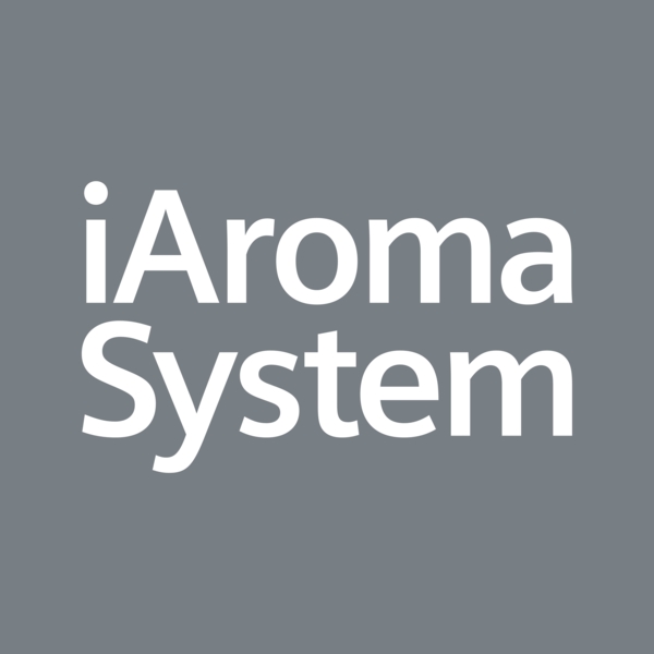 Das Logo des iAroma Systems auf grauem Hintergrund