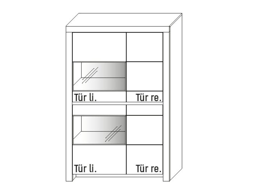 Illustration eines Vitrinenschrankes vor weißem Hintergrund