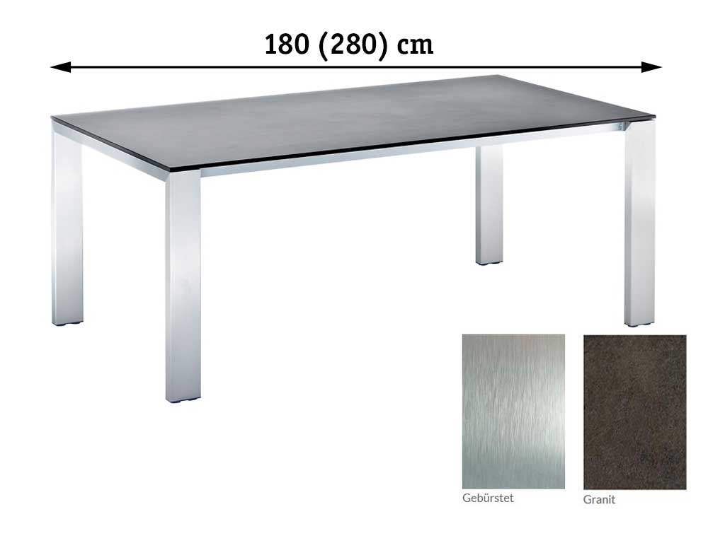 Niehoff Garden. Newport | G623 | Ausziehtisch | 180 (280) x 100 cm | Aluminium/HPL Granit