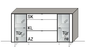 Illustration eines Sideboards vor weißem Hintergrund