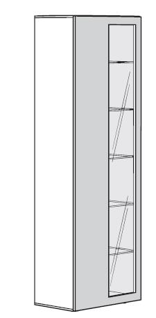 NBH.V.1173 now! by hülsta. vision | Vitrine, 1 Tür mit Klarglas-Ausschnitt | B: 70,5 cm 