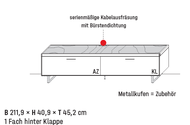 Wöstmann WM 2520 - Lowboard | Type 1153 | B: 211,9 cm | Wildeiche massiv, Keramik