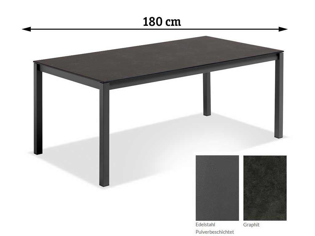 Niehoff Garden. Velina | G173 | Tisch | 180 x 95 cm | Edelstahl anthrazit/HPL Graphit Niehoff Garden. Velina | G173 | Tisch | 180 x 95 cm | Edelstahl anthrazit/HPL Graphit