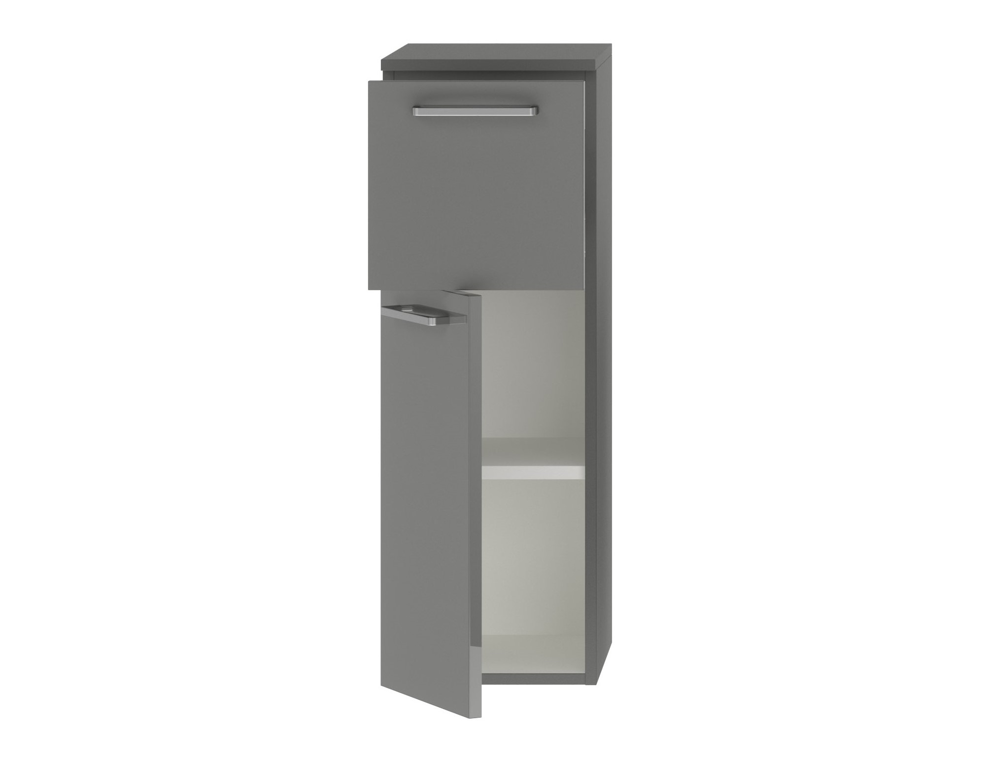 Badschrank grau mit Tür und Schublade nobilia