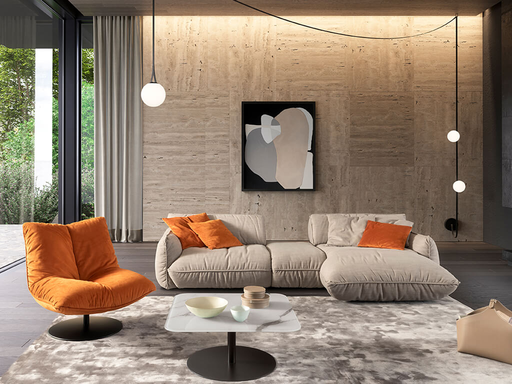 designwerk Fluffy - Polstergarnitur mit Zwischenelement | B: 350 cm