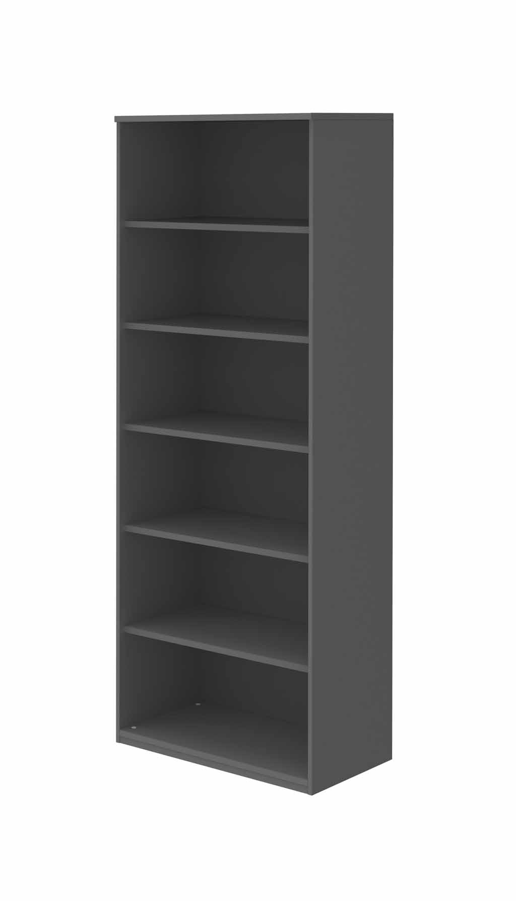Röhr Bush. techno - offenes Regal | B: 80,0 cm | anthrazit Ein graues, modernes Regal mit sechs offenen Fächern, ideal zur Aufbewahrung von Büchern und Wohnaccessoires.