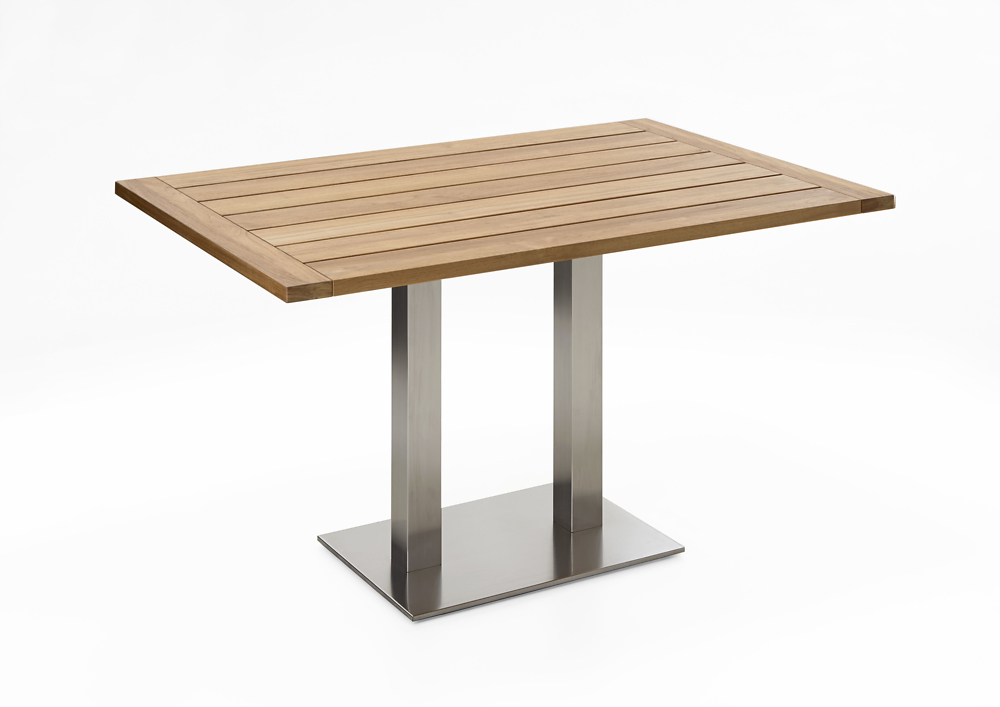 Niehoff Garden. Bistro | G503 | Tisch, rechteckig | 120 x 81 cm | Edelstahl/Teak recycelt