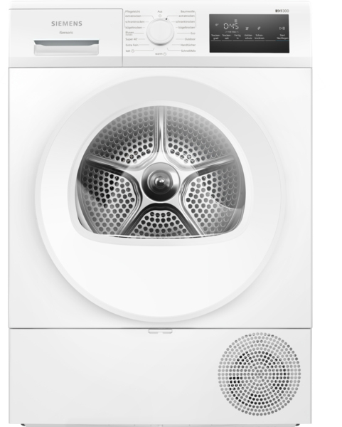 Siemens Wäschetrockner mit digitalem Display und rundem Bullauge