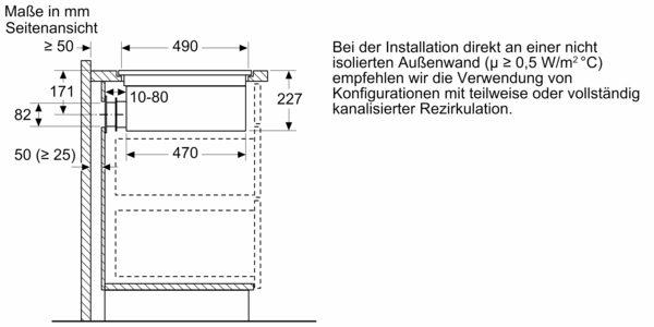 Produkt- und Einbauzeichung EX80BNX68E.