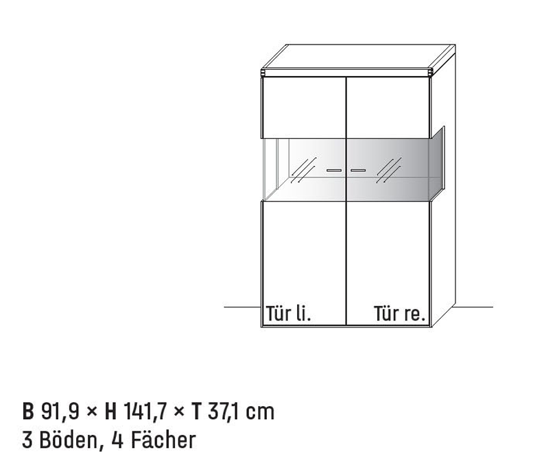 Wöstmann WM 2520 - Highboard | Type 4960 | B: 91,9 cm | Wildeiche massiv