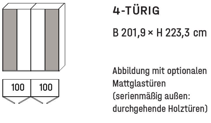 6104 | 4-türig, B 201,9 cm 
