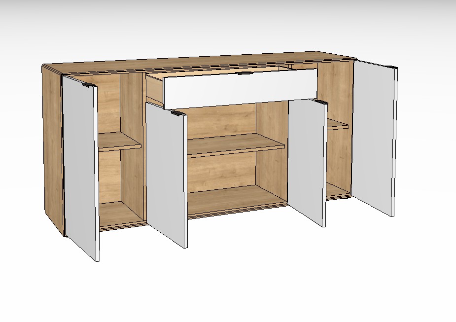 weiß braunes Sideboards vor weißem Hintergrund