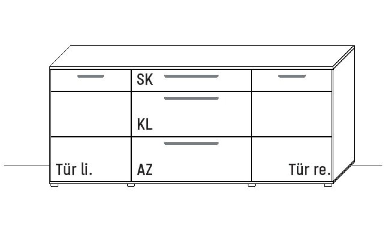 Illustration eines Sideboards vor weißem Hintergrund