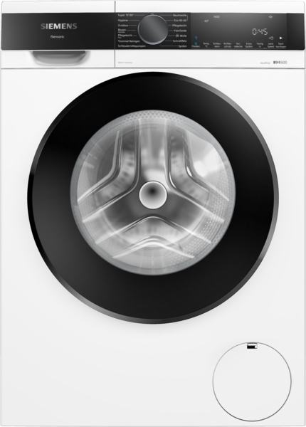 Siemens - Waschmaschine iQ500 | Frontlader 9 kg | 1400 U/min. | WG44G2140 Weiße Frontlader-Waschmaschine Siemens iQ700 mit moderner Bedienleiste und großer Trommelansicht
