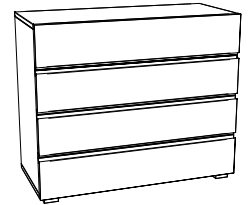 Illustration einer Kommode mit vier schubladen und vor weißem hintergrund lovara von hasena