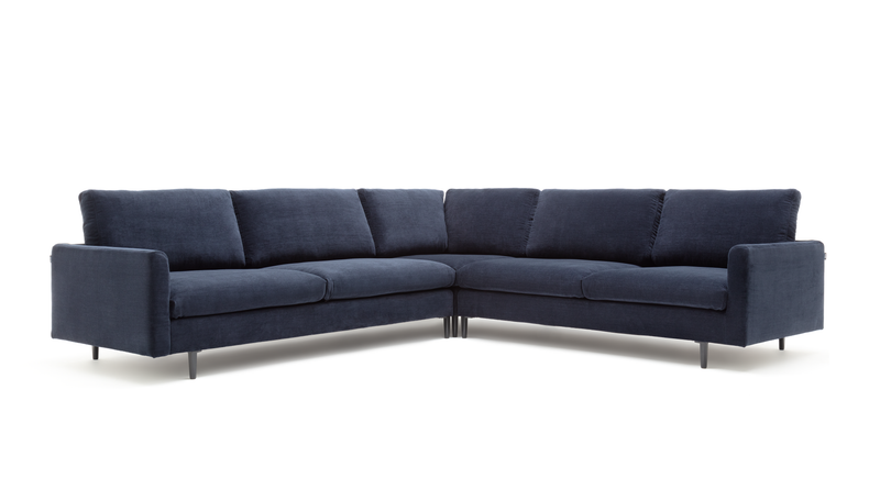 freistil Rolf Benz 134 - Polstergarnitur | B: 280 cm große Wohnlandschaft in blauem Stoff