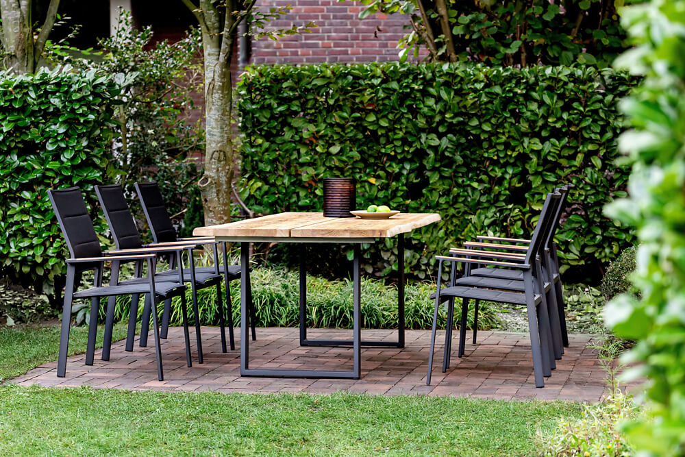Niehoff Garden. Solid | T2G6 | Tisch | 280 x 95 cm | Stativprofil Aluminium anthrazit/Teak gebürstet