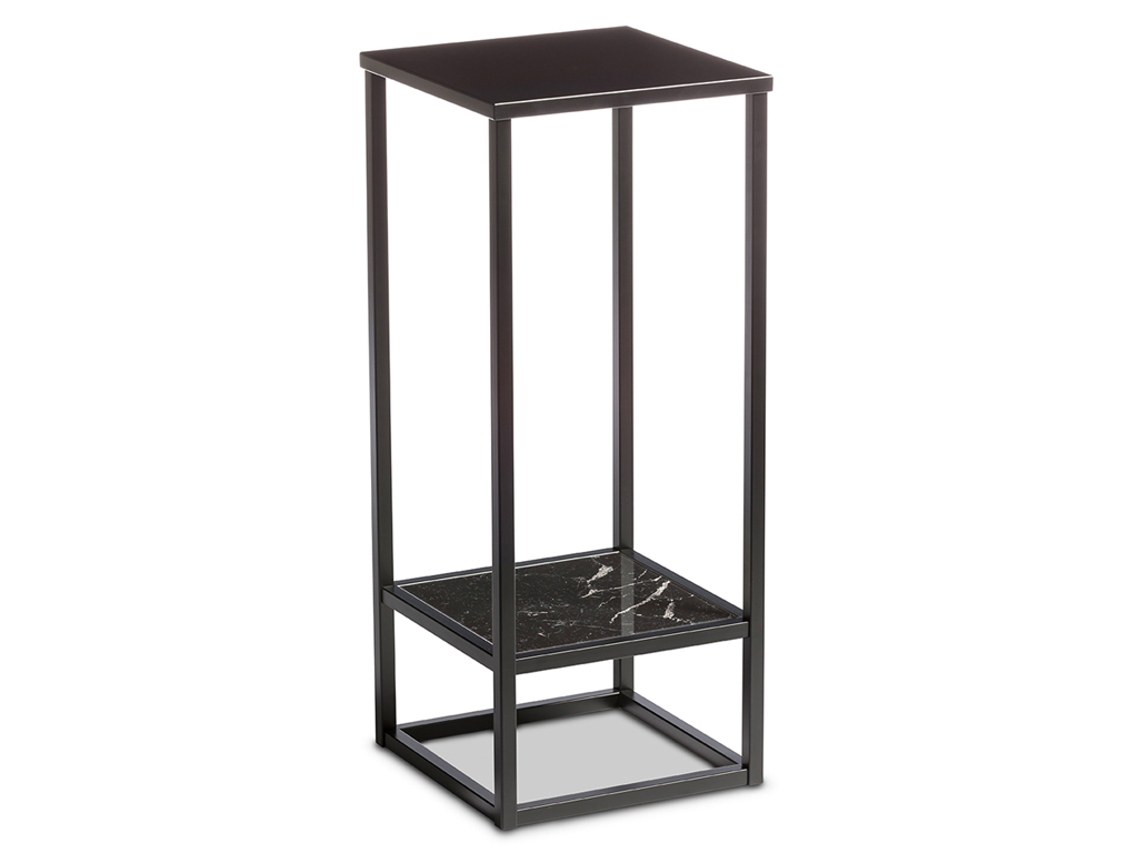 Moderner Pflanzständer mit schwarzem Metallrahmen und zwei Ebenen, geeignet für Innenräume