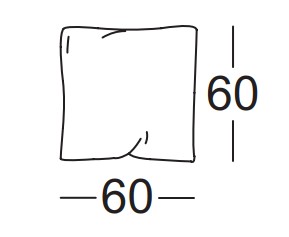 Illustration eines Kissens mit Maßangabe vor weißem Hintergrund