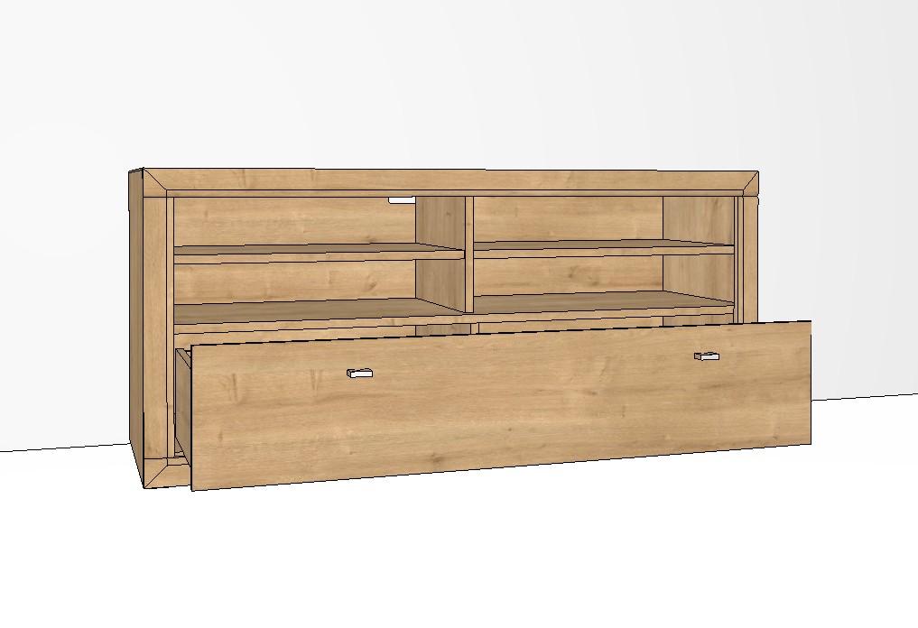 braunes Lowboards vor weißem Hintergrund