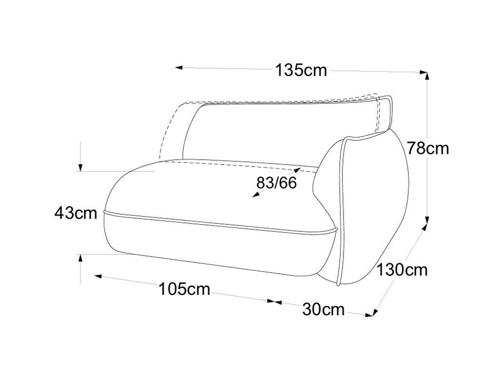 designwerk Fluffy - Element 105 Armteil rechts | B: 135 cm | mit Rückenverstellung | D073124
