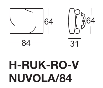 Technische Skizze mit Abmessungen für H-RUK-RO-V NUVOLA/84, 84x64x31 cm