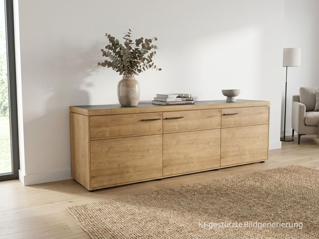 Wöstmann WM 2520 - Lowboard | Type 1852 | B: 181,9 cm | Wildeiche massiv, Keramik