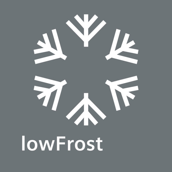 Grafische Darstellung von LowFrost-Technologie für reduzierte Eisbildung in Gefriergeräten