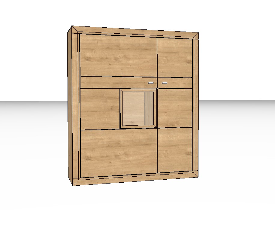 braunes Highboard vor weißem Hintergrund